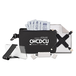 &ldquo;MONACO" 10 pcs Cleaning and Charging Tech Kit in Black Mesh Zipper Pouch